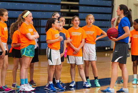 Summer activities at Wheaton College - girl's basketball