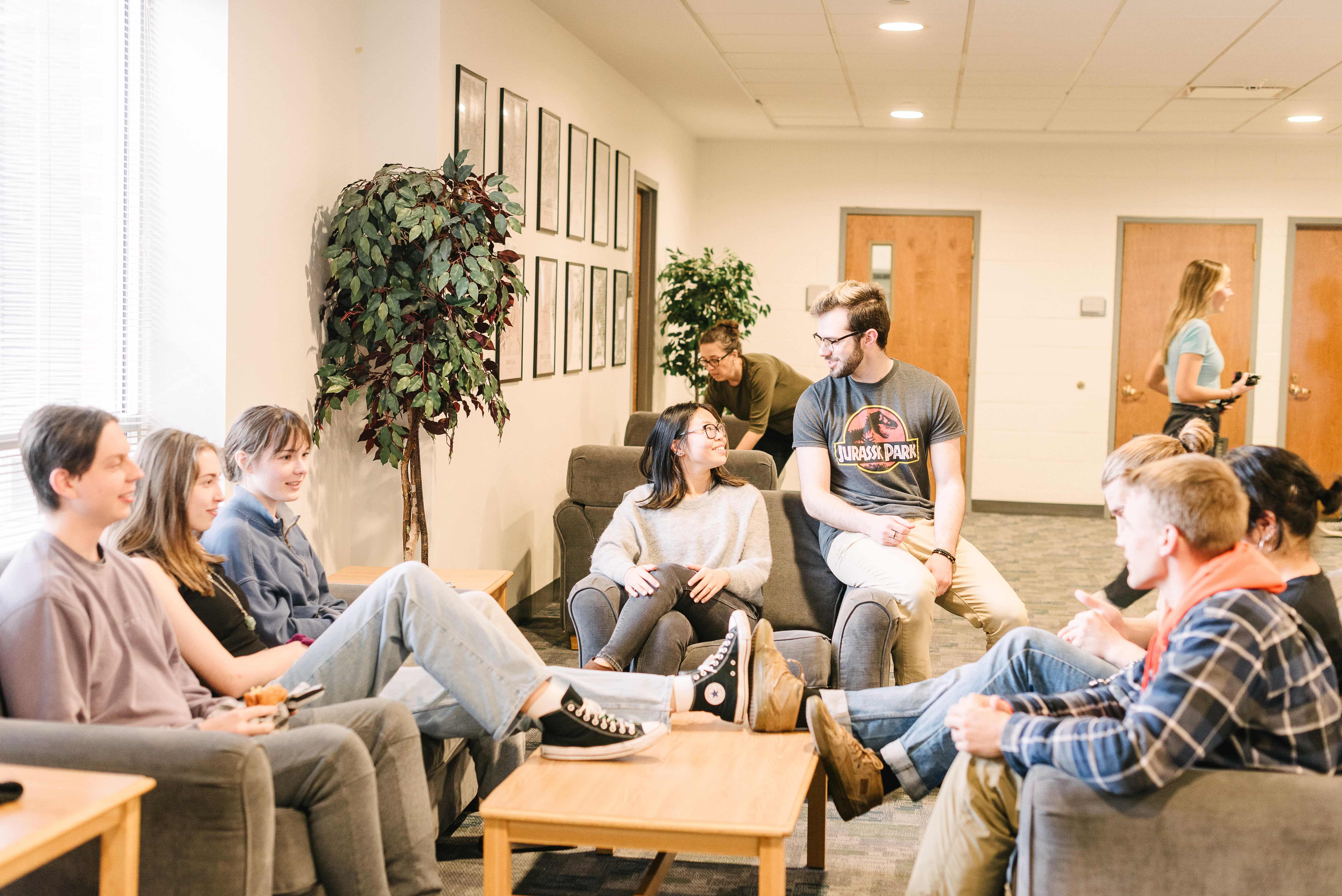 A group of students in Wheaton College Dorm